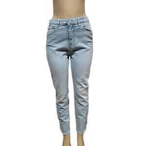Closed Jeans Baker High Waist Raw Hem Size 30 Organic Cotton Light Blue #P1